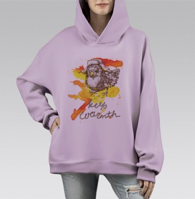 Ушанка для воробья, Hoodie Mono Fiolet, оверсайз, утепленная