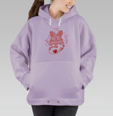 Валентинка с кошечкой, Hoodie Oversize Fiolet