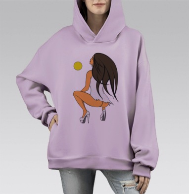 Вечер и ветер, Hoodie Mono Fiolet, оверсайз, утепленная