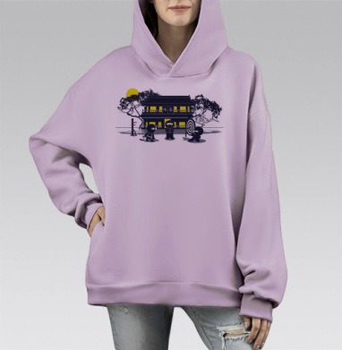 Вечная весна, Hoodie Mono Fiolet, оверсайз, утепленная