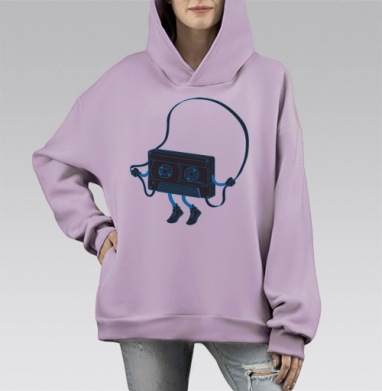 Веселая кассета  =), Hoodie Mono Fiolet, оверсайз, утепленная