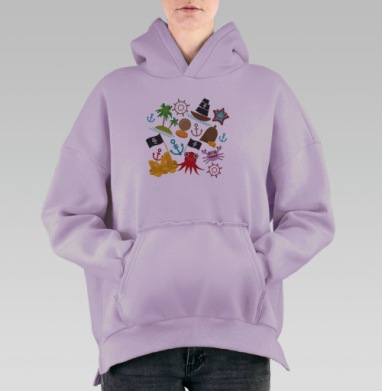 Веселые детские пиратские приключения, Hoodie Oversize Fiolet, утепленная