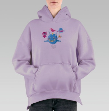 Весёлые монстры, Hoodie Oversize Fiolet, утепленная
