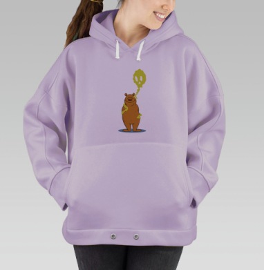 Весёлый бурый медведь с тайной, Hoodie Oversize Fiolet