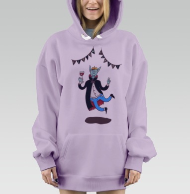 Веселый вампир в короне для праздника, Hoodie Mjhigh Dig Mel, Fiolet, утепленная