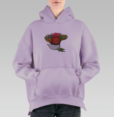 Весенний букет, Hoodie Oversize Fiolet, утепленная