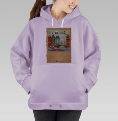 Винтажный постер Амстердам с воздушным шаром, Hoodie Oversize Fiolet