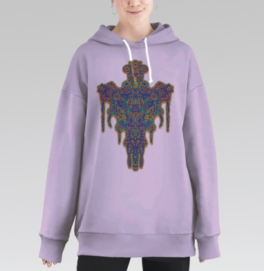 Visionary Totem Unfolding / Визионерский тотем из хаоса сознания, Hoodie Long Oversize Fiolet