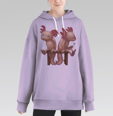 Влюбленные Аксолотли, Hoodie Long Oversize Fiolet