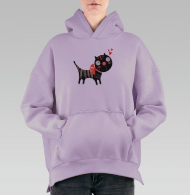Влюблённые коты, Hoodie Oversize Fiolet, утепленная