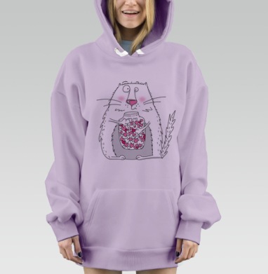 влюбленный кот, Hoodie Mjhigh Dig Mel, Fiolet, утепленная
