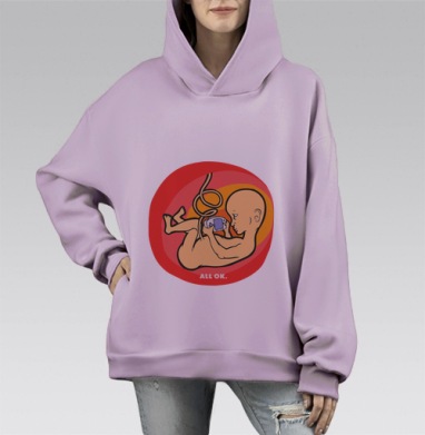 ВСЕ ХОРОШО, Hoodie Mono Fiolet, оверсайз, утепленная