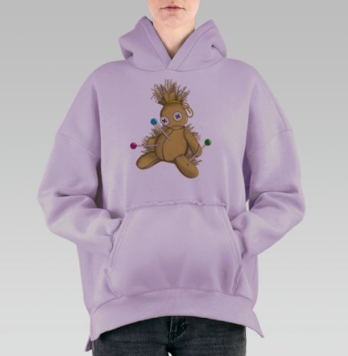Вуду кукла с булавками символическая боль и месть, Hoodie Oversize Fiolet, утепленная
