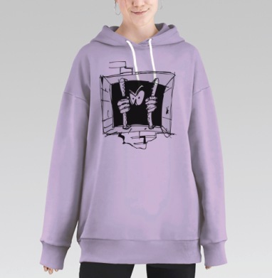 Взгляд Через Решетку Злость Плен, Hoodie Long Oversize Fiolet