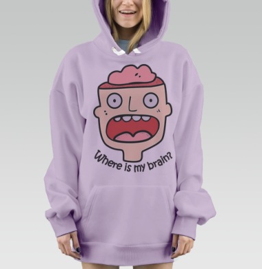 Where is my brain? / Где мой мозг?, Hoodie Mjhigh Dig Mel, Fiolet, утепленная