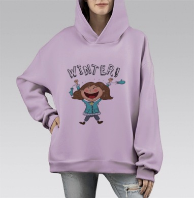 WINTER! / ЗИМА!, Hoodie Mono Fiolet, оверсайз, утепленная