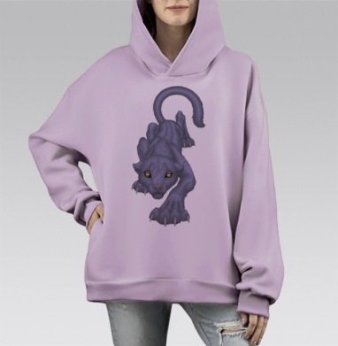 Хищник, Hoodie Mono Fiolet, оверсайз, утепленная