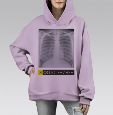 Я ФОТОГЕНИЧЕН, Hoodie Mono Fiolet, оверсайз, утепленная