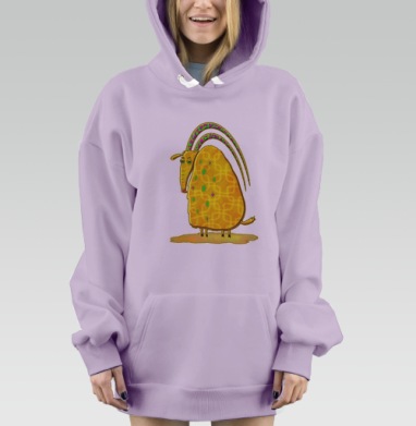 Яркая антилопа с узорчатыми рогами, Hoodie Mjhigh Dig Mel, Fiolet, утепленная