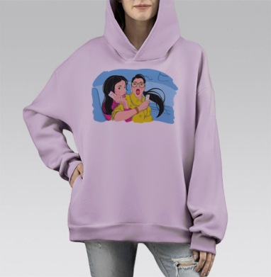 Яркая эмоция разговора по телефону, Hoodie Mono Fiolet, оверсайз, утепленная