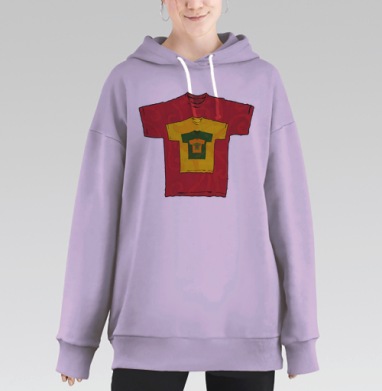 Яркая футболка Наш завод — Капитан, Hoodie Long Oversize Fiolet