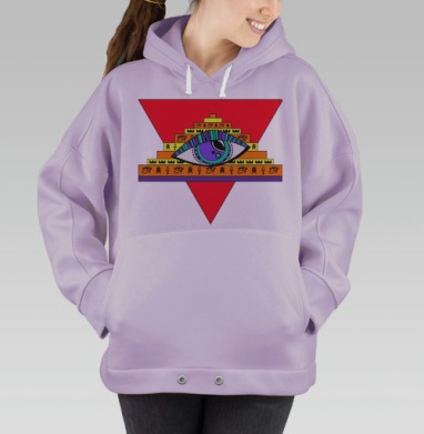 Яркий Египетский Графический Принт с Глазом, Hoodie Oversize Fiolet