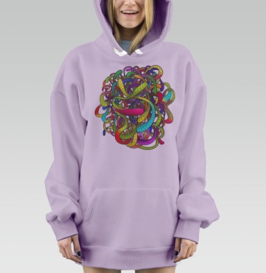 Яркий клубок переплетённых змей, Hoodie Mjhigh Dig Mel, Fiolet, утепленная