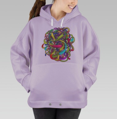 Яркий клубок переплетённых змей, Hoodie Oversize Fiolet