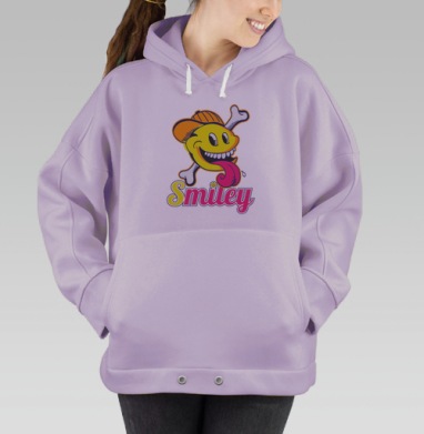 Яркий мультяшный смайлик с дерзким дизайном, Hoodie Oversize Fiolet