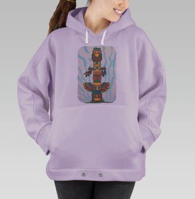 Яркий тотем с орлом в этническом стиле, Hoodie Oversize Fiolet