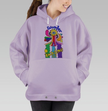 Яркое вдохновляющее панно Wonder & Imagine, Hoodie Oversize Fiolet