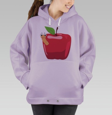 Яркое яблоко с весёлым червячком, Hoodie Oversize Fiolet