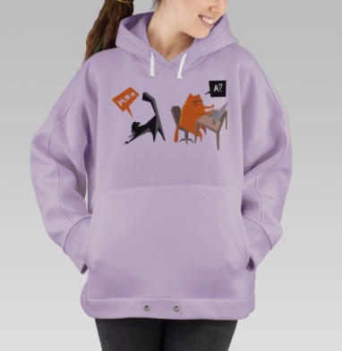 Юмористическая сценка работы за компьютером Рыжий кот фрилансер, Hoodie Oversize Fiolet