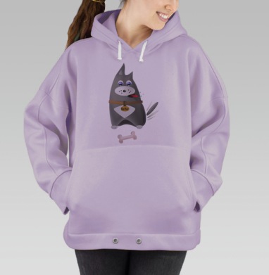 Забавный мультяшный пес с ошейником Bad Boy, Hoodie Oversize Fiolet