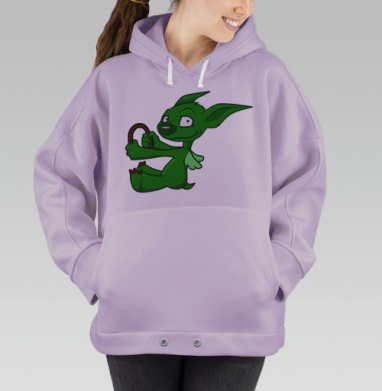Зеленый озорной гремлин с подковой удачи, Hoodie Oversize Fiolet