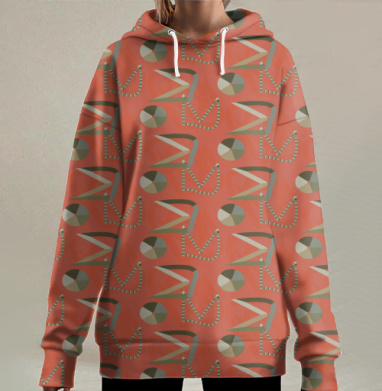 Геометрический  ретроузор., Hoodie Long Oversize 3D