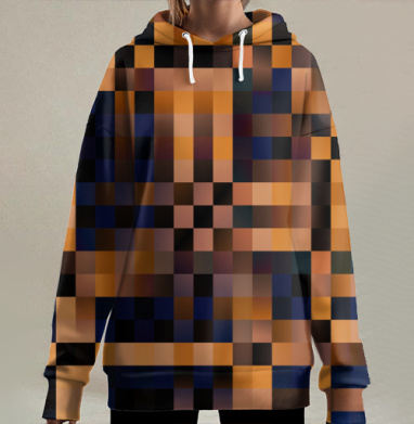 Пересечение полос.Оптическая иллюзия глубины., Hoodie Long Oversize 3D