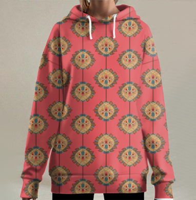 Восточный узор., Hoodie Long Oversize 3D