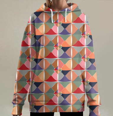 Цветная деформация., Hoodie Long Oversize 3D