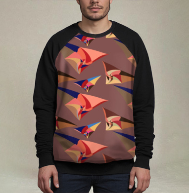 Летящая геометрия., Свитшот мужской 3D / хлопок