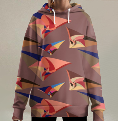 Летящая геометрия., Hoodie Long Oversize 3D