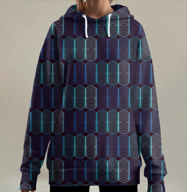 Неоновый ряд., Hoodie Long Oversize 3D