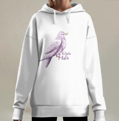 Голубь мира с веткой в клюве, Hoodie Long Oversize 3D
