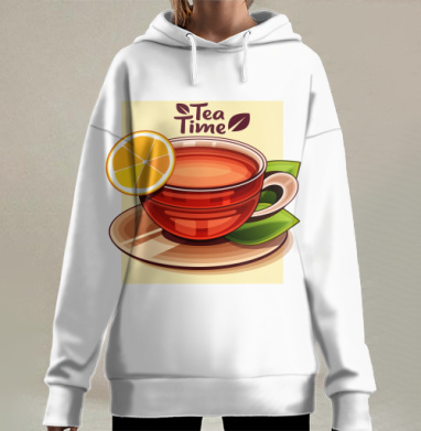 Время пить Чай премиум арт, Hoodie Long Oversize 3D