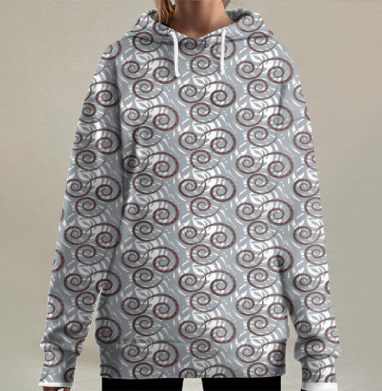 Завитки., Hoodie Long Oversize 3D
