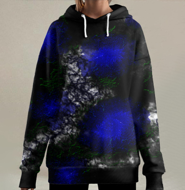 Абстрактная темнота., Hoodie Long Oversize 3D